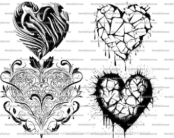 Heart Designs Bundle of 4 Vector SVG Images | Digital Download | Love and Valentine's Day Graphics | Inkscape | Laser Engraving | Carving