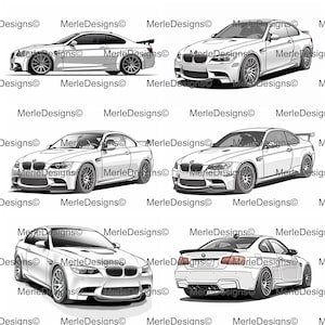 BMW e92 M3 Bundle of 6 Vector SVG Images | Digital Download | High-Quality Graphics | Inkscape | Laser Engraving | Unique Designs | e9x M3