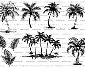 Palm Tree Bundle of 7 Vector SVG Images | Digital Download | High-Quality Graphics | Inkscape | Laser Engraving | Carving | Unique Designs