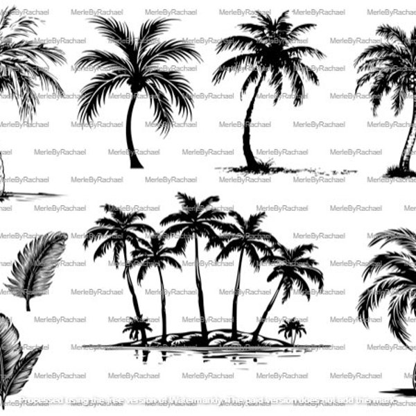 Palm Tree Bundle of 7 Vector SVG Images | Digital Download | High-Quality Graphics | Inkscape | Laser Engraving | Carving | Unique Designs