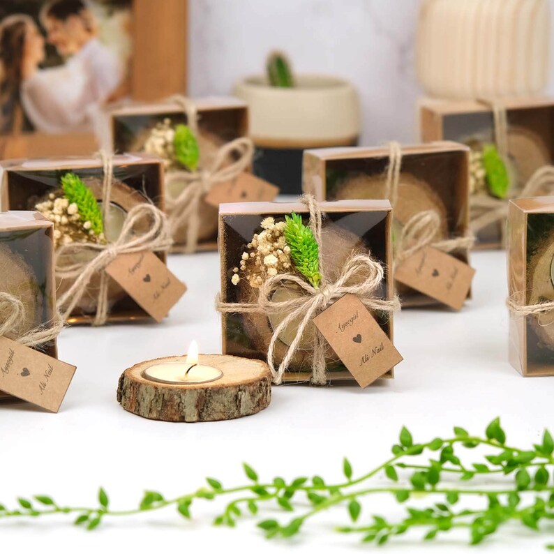 Personalized Wooden Tealight Holder Wedding Favors for Guest Etsy