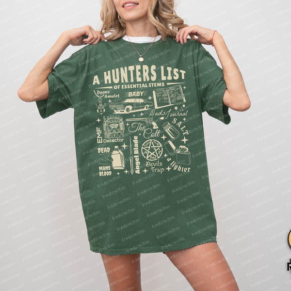 Limitierte Supernatural - A Hunters List of Essential Items Vintage T-Shirt, Geschenk für Frauen und Männer Unisex T-Shirt