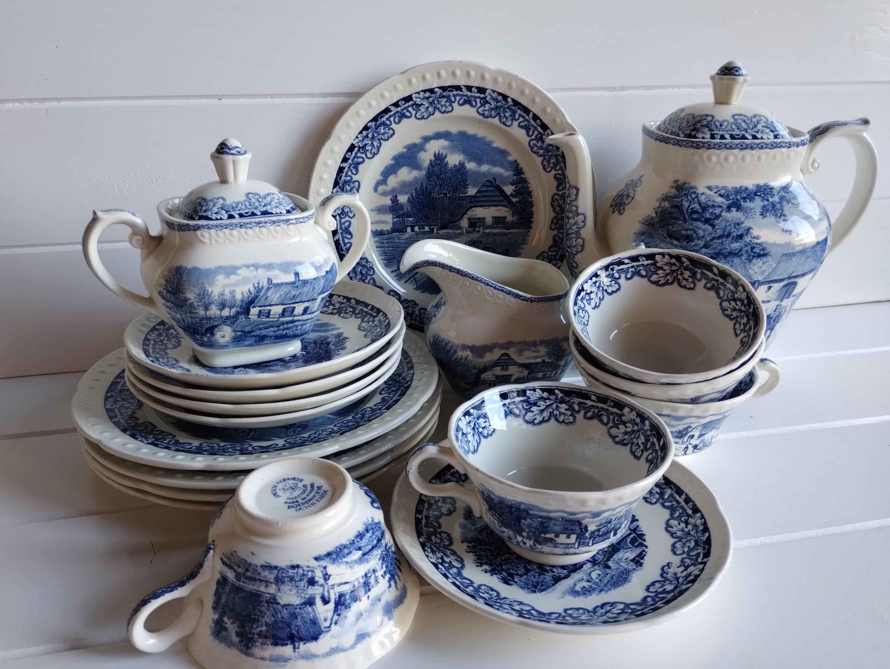 天上の青 御膳とお椀5セット Dutch Porcelain Coffee/tea Set for 5 People Old Scotch