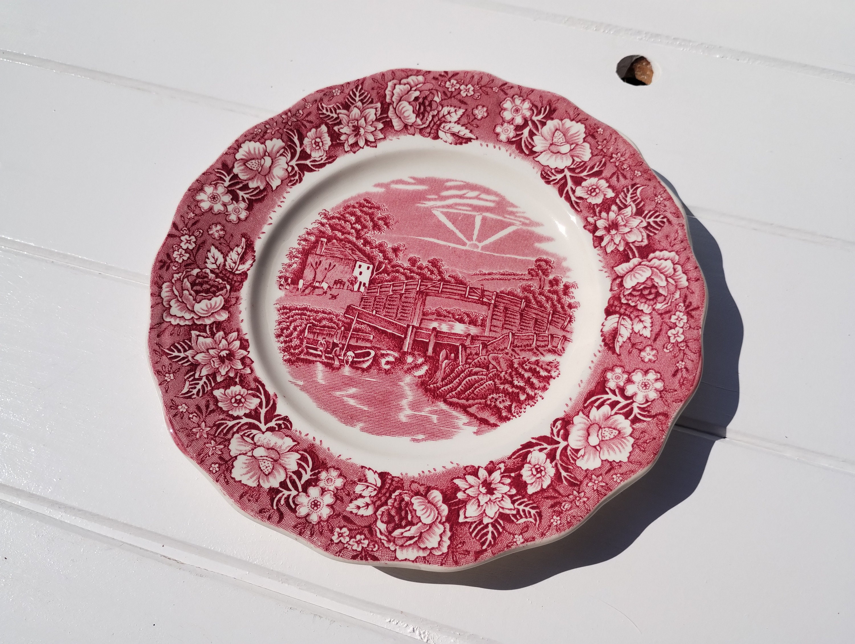 Beautiful Red English Porcelain Set Palissy Pottery Staffordshire