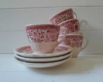 Duo cup and saucer Burgenland Villeroy & Boch red Vintage