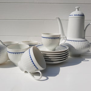 Beautiful set of tea coffee kettle jug Edelstein Bavaria vintage cups