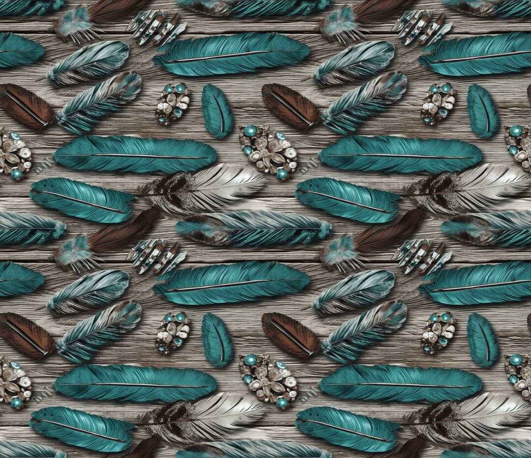 Digital Download Turquoise Feathers for 20 Oz Tumbler PNG - Etsy