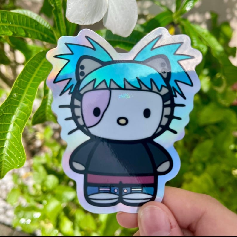 Sally Face Hello Kitty Sticker Hologram Etsy