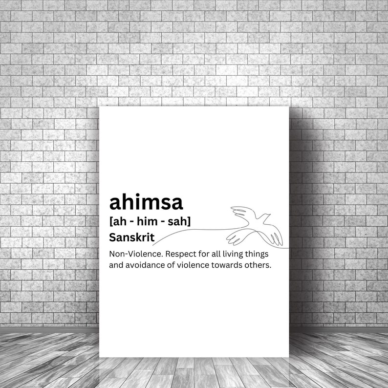 Ahimsa Sanskrit Definition Print Etsy