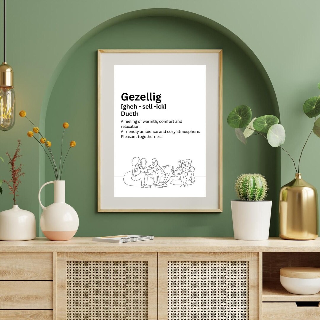 Gezellig Dutch Definition Print Etsy