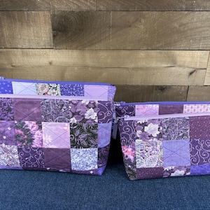 Quilted Zipper Pouch - Purple Patchwork