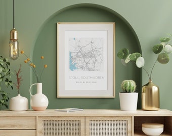 Seoul Map, Custom City Map, Your Choice, Gift for couples, Home Town Map, Personalized Map Print, Custom Poster, City Wall Art, Digital file