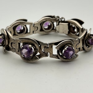Silver and Amethyst Link Bracelet