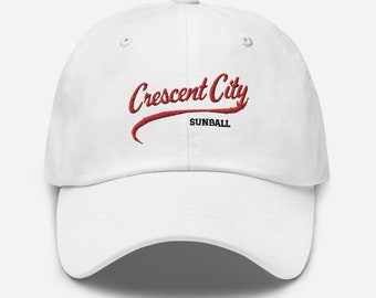Crescent City Sunball Dad Hat / Con licencia oficial Sarah J Maas Merch - HOEAB HOSAB - CCU - Hunt Athalar Bryce Quinlan - Sombrero de libro