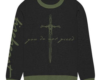 Throne of Glass Knit Sweater, Fireheart Sword, Fantasy Reader Gift