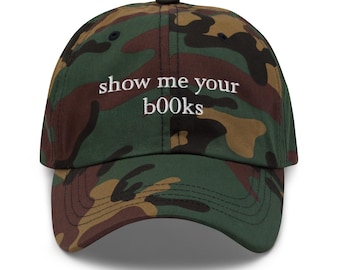 Embroidered Book Lover Hat: Vintage Style Cotton Cap, Book Lover Gift
