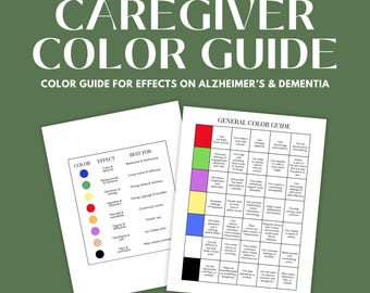 Printable Dementia & Alzheimer’s Color Guide for Caregivers | Memory Care Colors and Mood  | Caregiving Interior Design Colors PDF | 8.5x11"