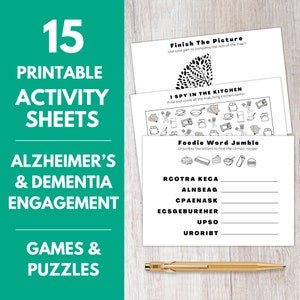 Printable Activity Sheets Alzheimer's &amp; Dementia Care Senior Games and ...