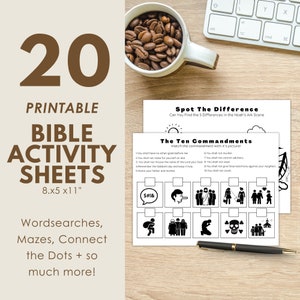 Printable Bible Activity Worksheets | Sunday School Printables | 20 ...