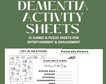 Printable Activity Sheets | Alzheimer&#39;s & Dementia Care | Senior Games and Puzzles | Instant Digital Download |