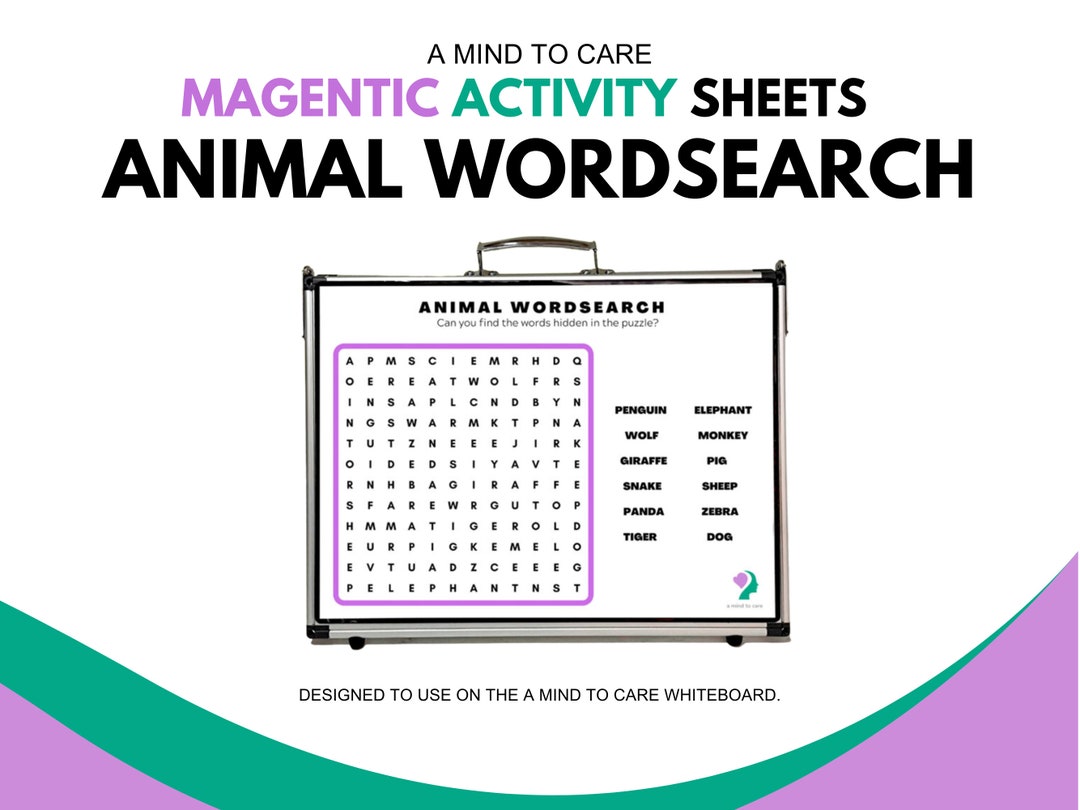 Animal Wordsearch Activity Dryerase Sheet Game Therapy