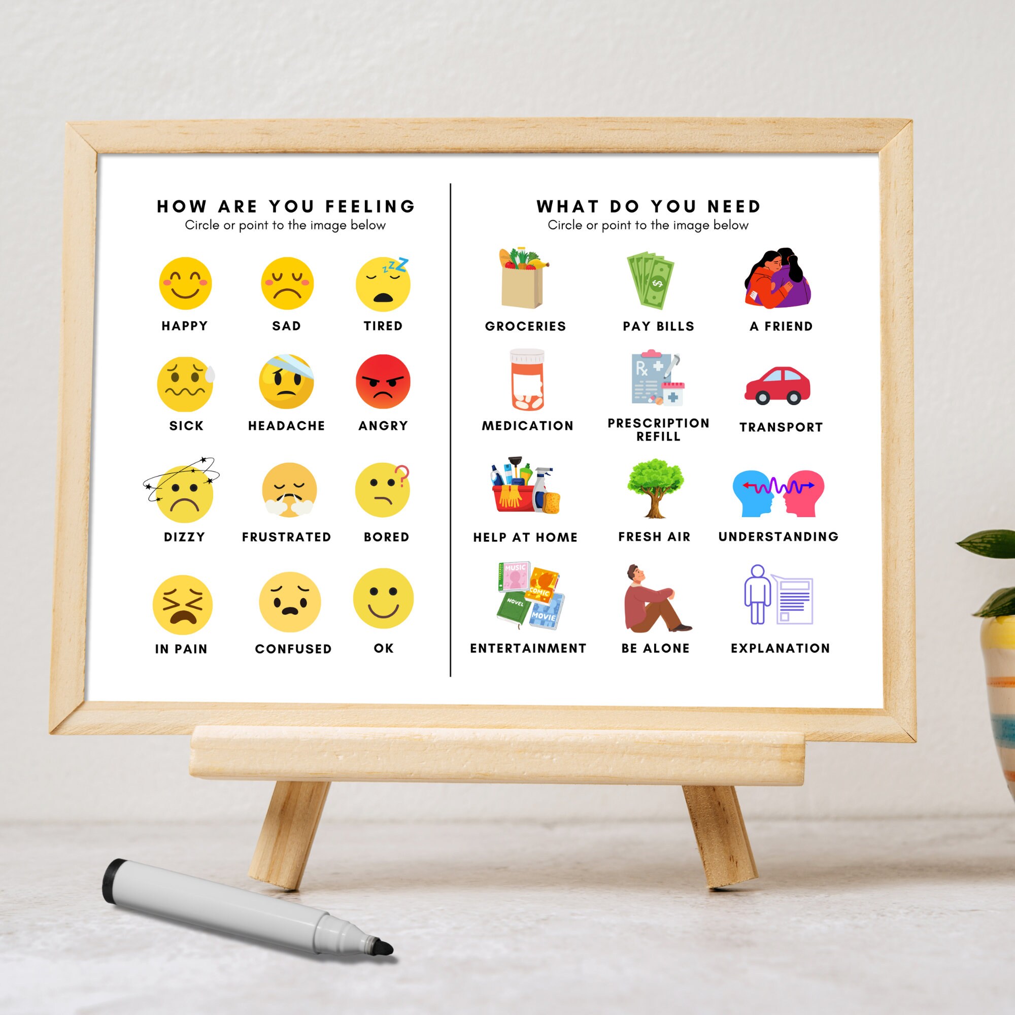 Printable Emotions &amp; Needs Sheet | Pain Scale Sheet | Non-verbal ...