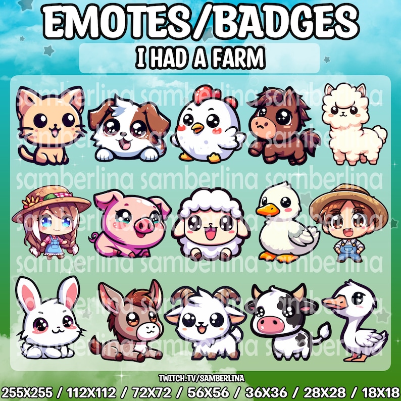 15 Farm Animal Emotes/badges Bundle Pack Twitch, Youtube, Discord