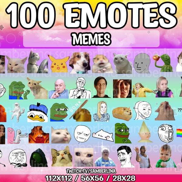 100 Meme Emote Pack - Twitch, Youtube, Discord | Emote Mega Bundle Pack | Funny Emotes