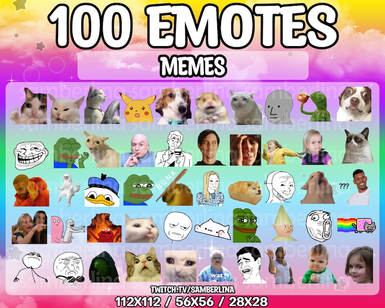 100 Meme Emote Pack Twitch, Youtube, Discord Emote Mega Bundle Pack