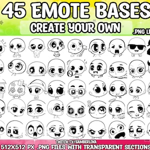 45 DIY Emote Bases - Twitch, Youtube, Discord | Emote Templates | DIY Emotes | Emote Base Pack | Chibi Emotes | Human Characters