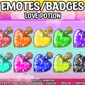 Cute Love Potion Emotes/Badges - Twitch, Youtube, Discord | Emote Pack