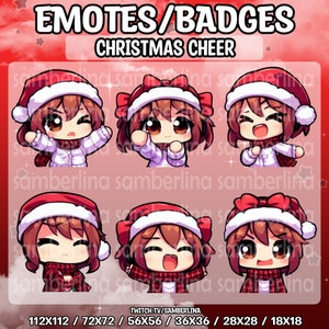 6 Christmas Girl Emotes/Badges Bundle Pack - Twitch, Youtube, Discord | Cute Chibi Cartoon Characters | Holiday Season | Mega Emote Bundle