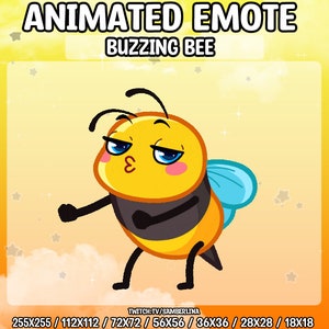 Saucy Buzzing Bee Animated Emote Pack - Twitch, Youtube, Discord, Tiktok | Cute Chibi Cartoon Character | GIF Emote