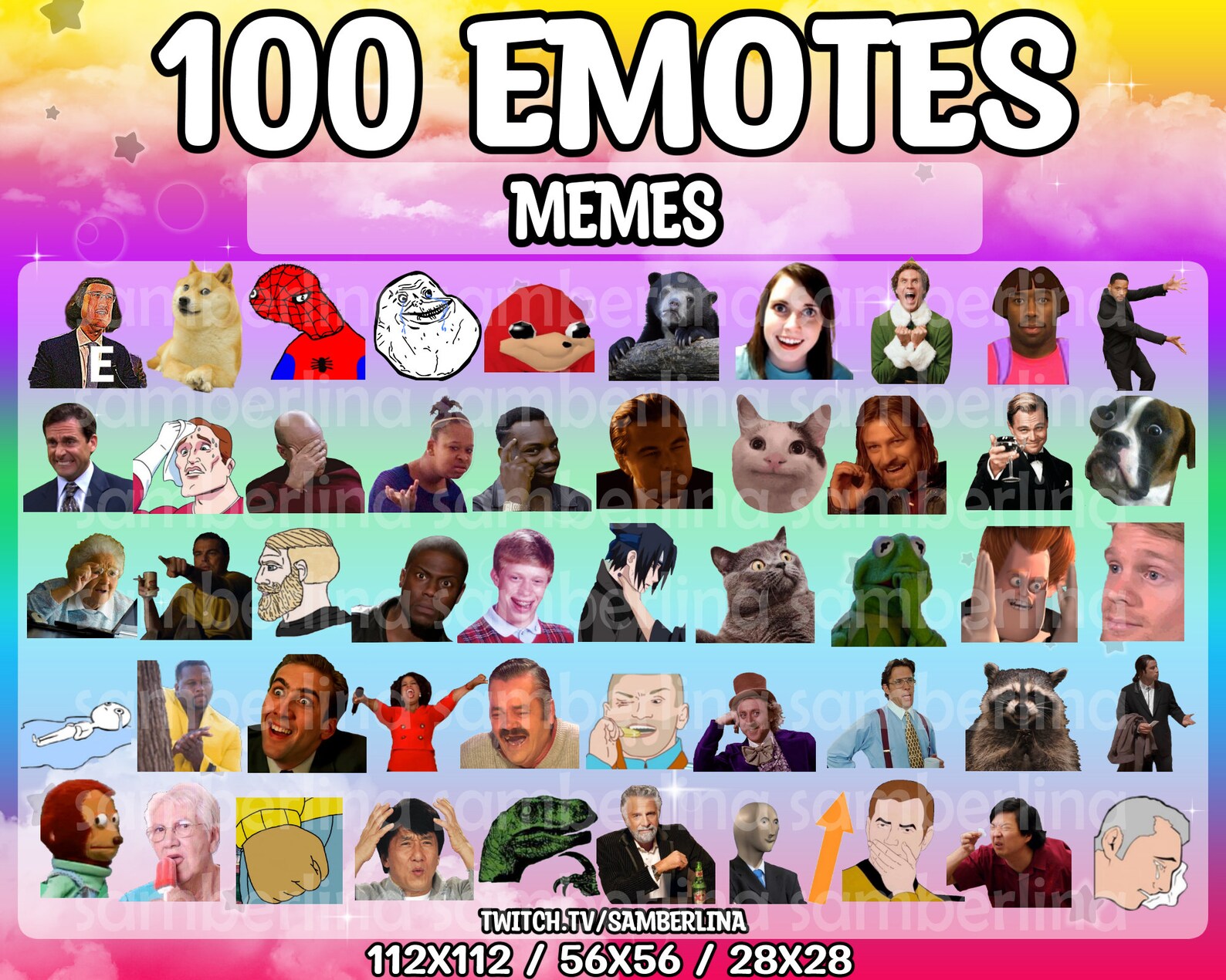 100 Meme Emote Pack - Twitch, Youtube, Discord | Emote Mega Bundle Pack ...