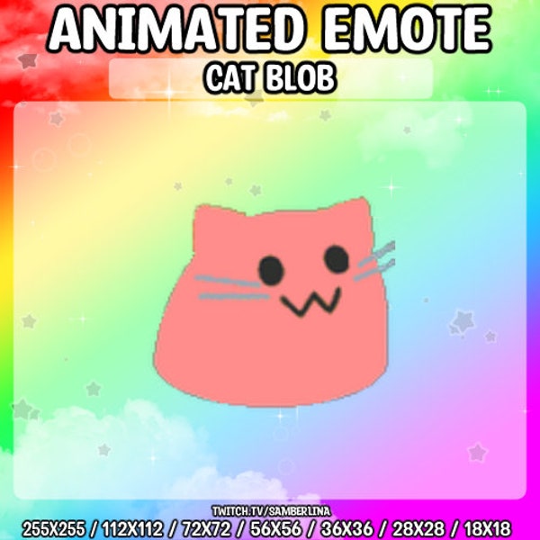 Rainbow Cat Blob Animated Emote Pack - Twitch, Youtube, Discord, Tiktok | Cute Chibi Cartoon Character | GIF Emote