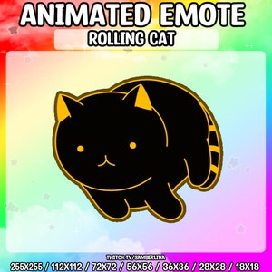 Rolling Rainbow Cat Animated Emote Pack - Twitch, Youtube, Discord, Tiktok | Cute Chibi Cartoon Character | GIF Emote