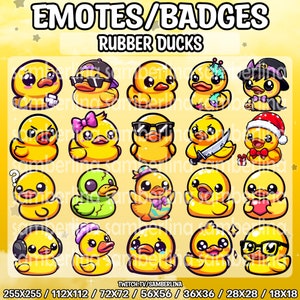 20 Rubber Duck Emotes/Badges Bundle Pack - Twitch, Youtube, Discord, Tiktok | Cute Chibi Characters | Plastic Duckies | Cartoon | Mega Emote