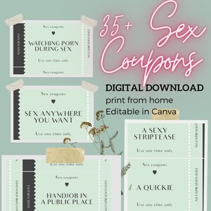 Printable Sex Coupon Book For Couples| Editable Canva Template | Adults 18+ | Anniversary Gift| Birthday Gift | Valentine&#39;s Day