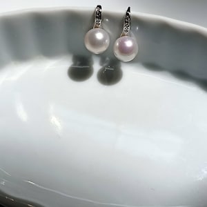 Japanese Cultured AKOYA Pearl High Heel Earrings s925 Sterling Silver Bright Pink