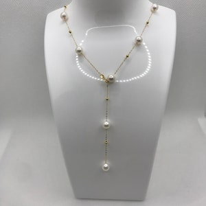 Cultured Freshwater Round Pearl 18KT Yellow Gold Necklace