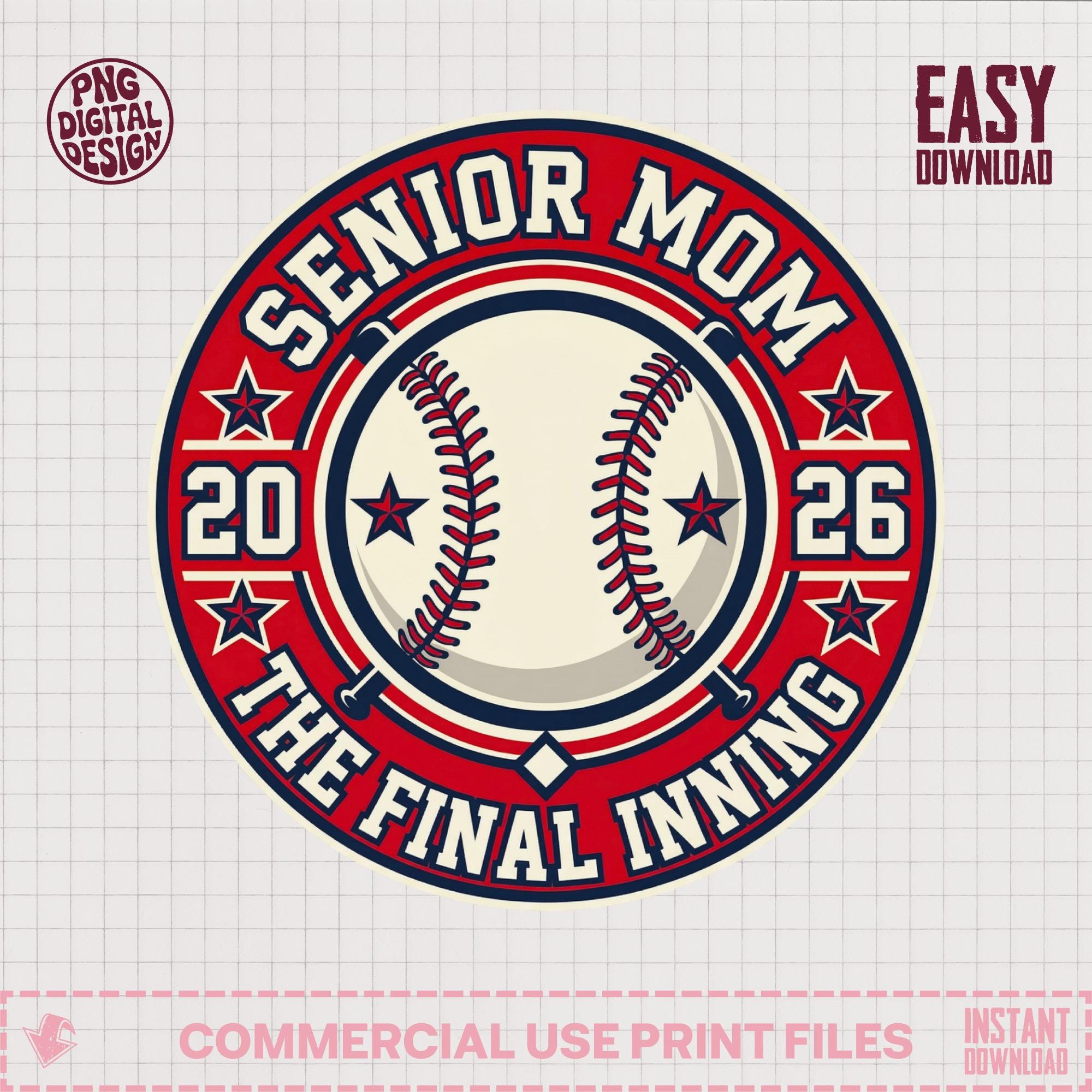 Senior Mom 2026 Baseball PNG – the Final Inning Digital Design ...