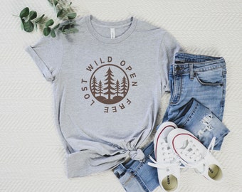 Hiking Tee, Outdoorsy Shirt, Camping Tshirt, Pine Trees