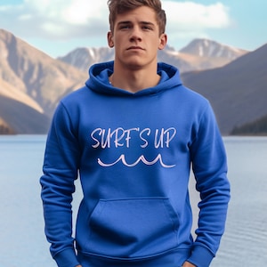 Surf&#39;s Up Hoodie | Beach Sweatshirt | Graphic Hooded Sweatshirt