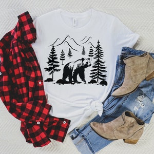 Bear Shirt, Adventurer Tee, Hiking TShirt, Mountain T-shirt