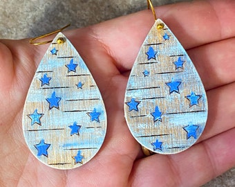 Vintage Independence Day oorbellen SVG, 4 juli Laser Cut-bestand, Glowforge digitale download