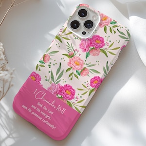 Personalized Bible Verse Phone Case For iPhone 16 15 14 13 12 11 8, Pro Plus Max Mini xr xs x, Add Your Favorite Bible Quote | Pink