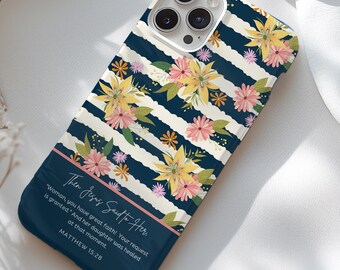 Christian Floral Phone Case for iPhone, Personalized Scripture Gift Idea, Faith Based Gift for Women, Bible Verse Case, Boho Wildflower Case