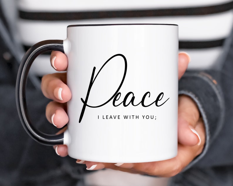 Christian Coffee Mug Features Bible Verse - John 14:27 Scripture ...