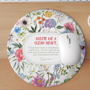 Custom Bible Verse Mousepad Wild Flowers Floral Mouse Pad Christian Desk Accessory Gift for Her Personalized Mouse Pad Bible Study Gift