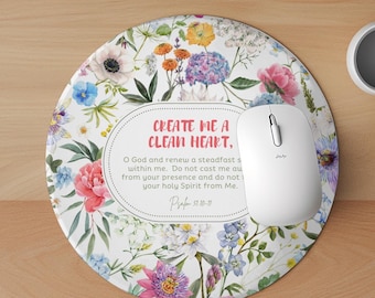 Custom Bible Verse Mousepad Wild Flowers Floral Mouse Pad Christian Desk Accessory Gift for Her Personalized Mouse Pad Bible Study Gift